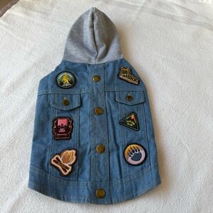 Top Paw Blue Denim Dog Jacket with Hoodie